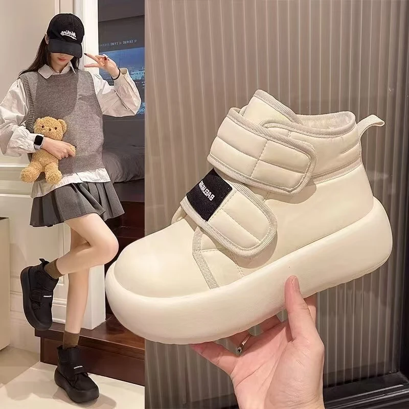 雪地靴女百搭保暖小个子厚底防滑防水休闲棉靴冬H1119