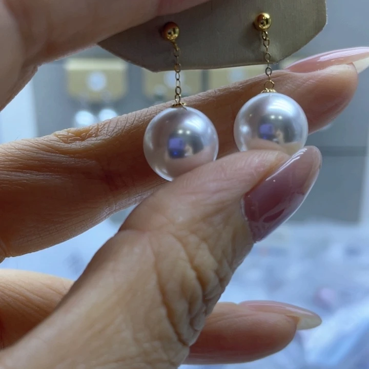 淡水珍珠耳饰18K金镶嵌