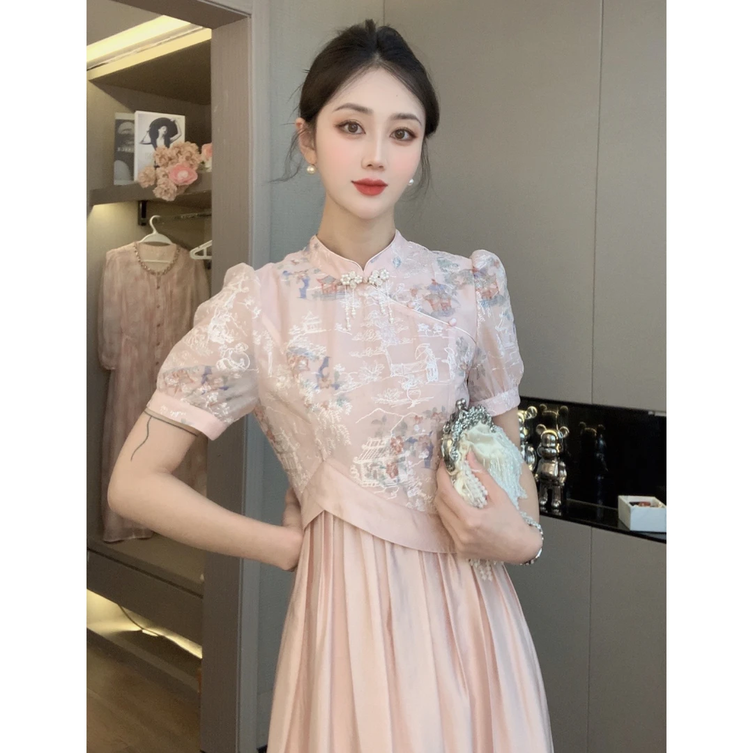 【CICI&GERTCOREL】锦安 新中式天丝彩绣解构设计连衣裙CC252L1074