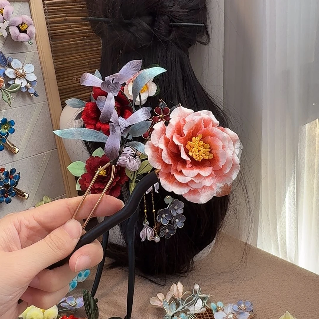 绒花59选一109选二兰花木簪