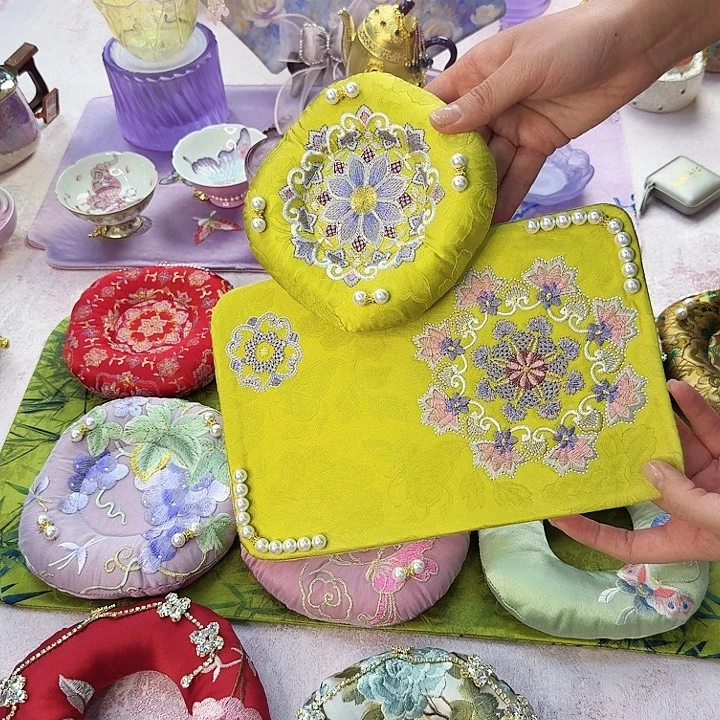 金色宝相花甜甜圈茶席套组