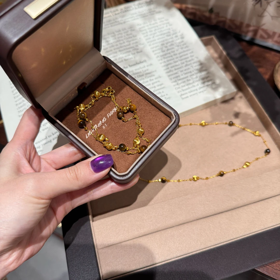 LIGHTNINGPARK 新中式美拉德猫眼珠珠项链