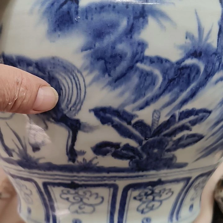 用***伢摆件一件精美青花人物大全品