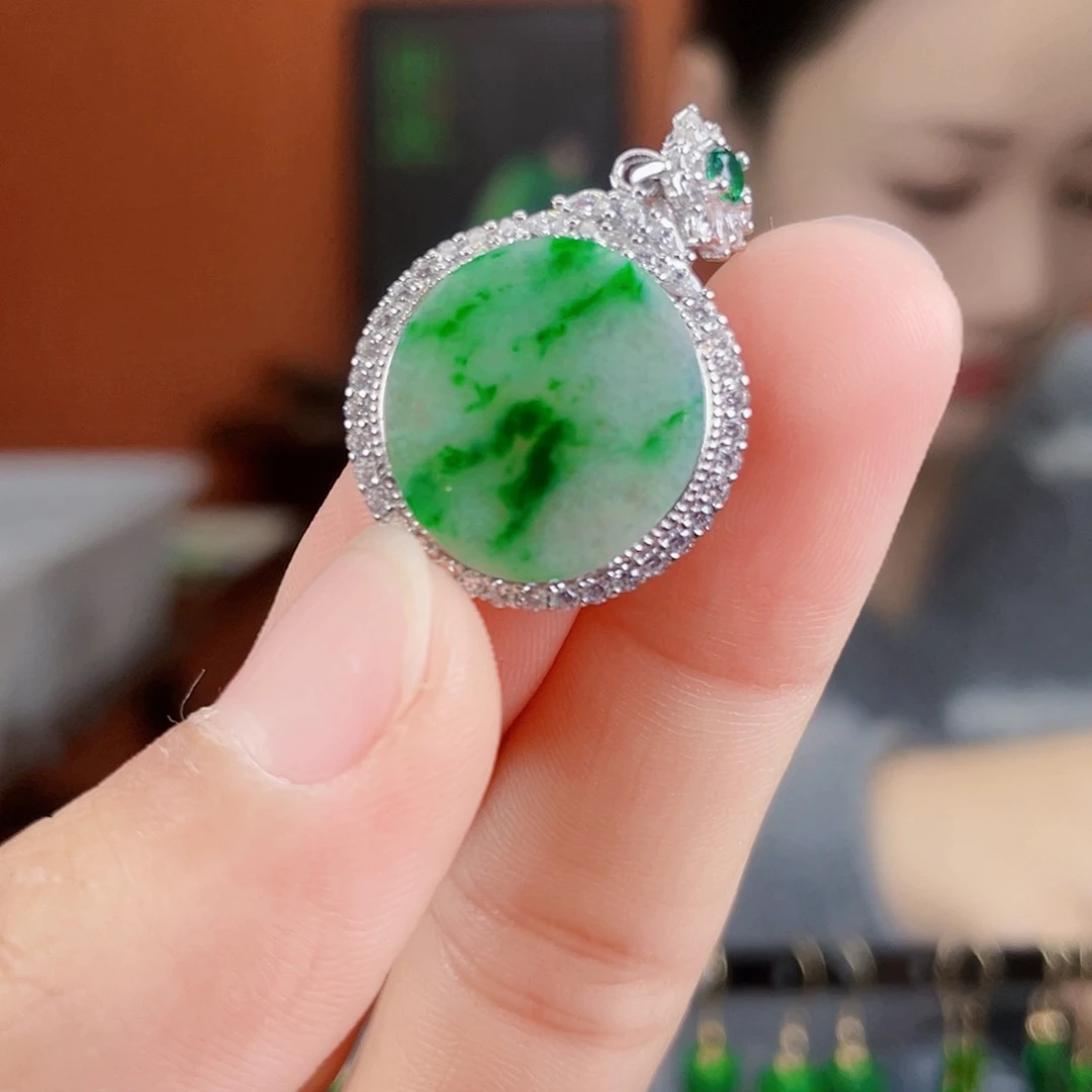 翡翠银S925镶嵌耳饰