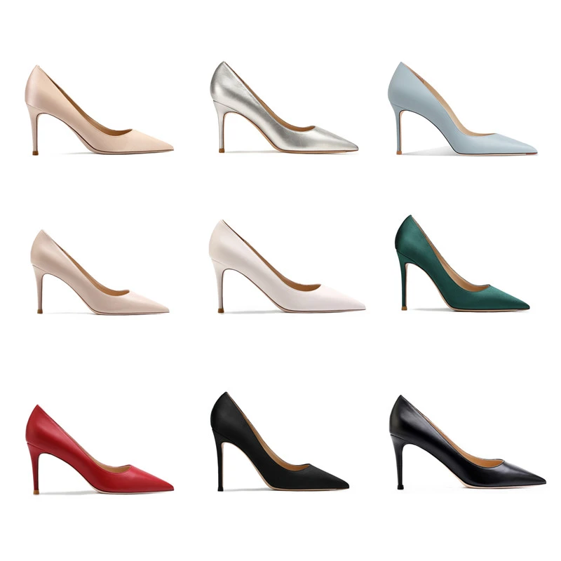 2025（裸底)空气棉高跟鞋春夏秋细跟尖头浅口百搭气质职业单鞋性