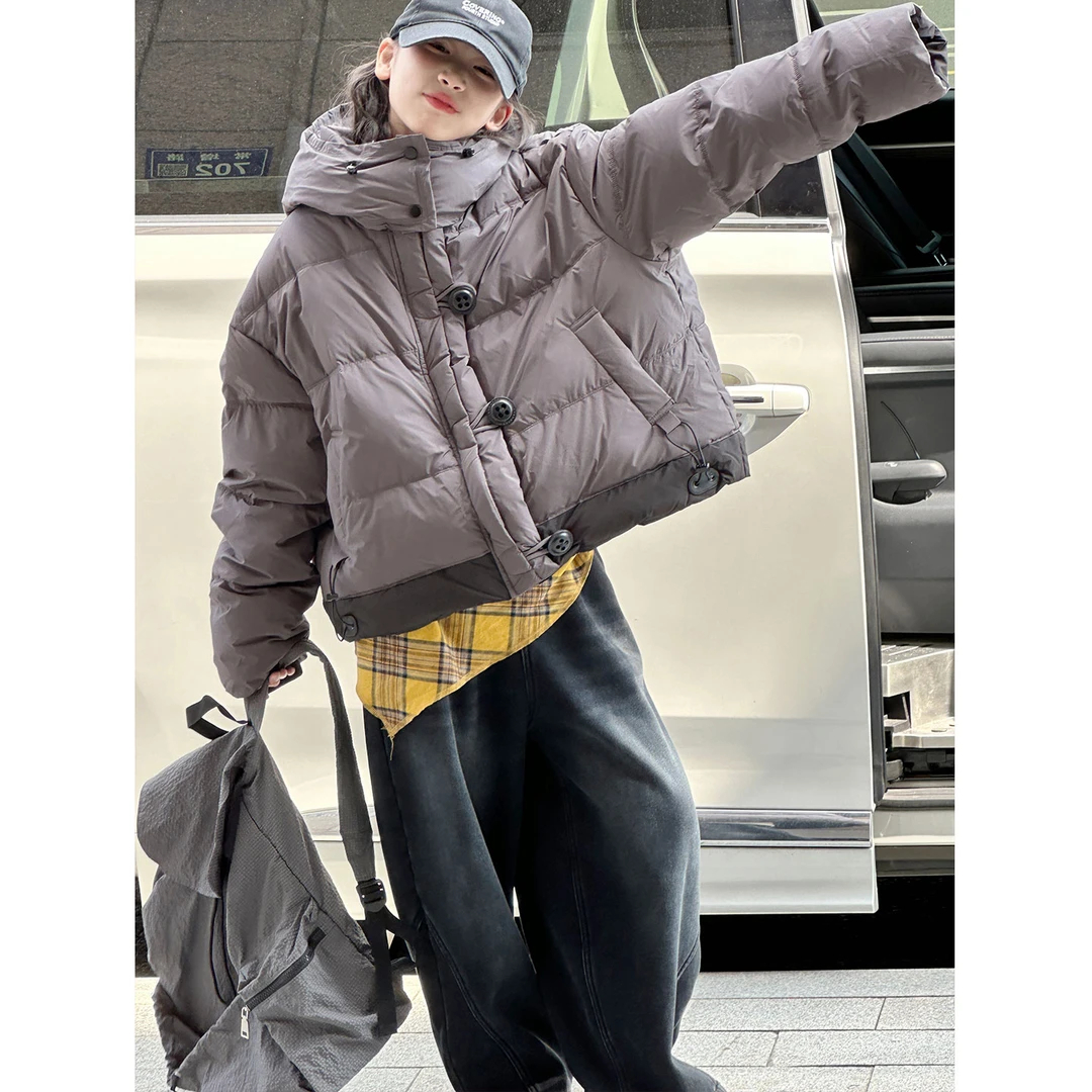 K27983孙小美女童冬装羽绒服儿童短款加厚外套2025新款白鸭绒保暖