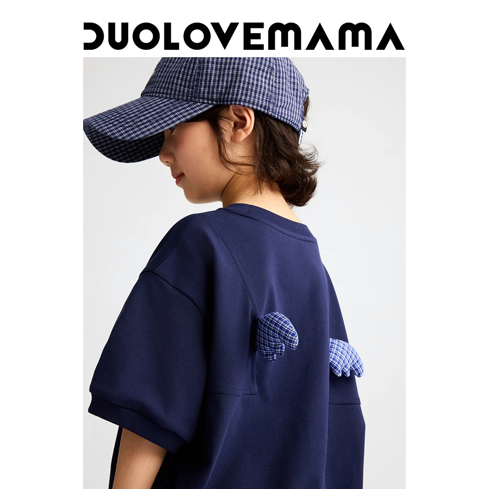 DUOLOVEMAMA“多多兽”刺绣立体小翅膀男女儿童短袖T恤夏