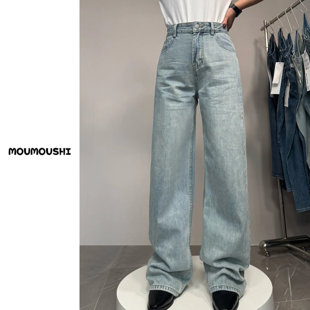 8011天空蓝直筒显瘦时尚高腰百搭牛仔裤