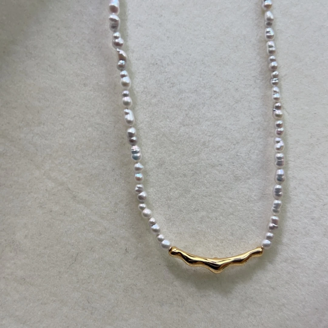 颈饰合金淡水珍珠3mm淡水巴洛克风格金属设计