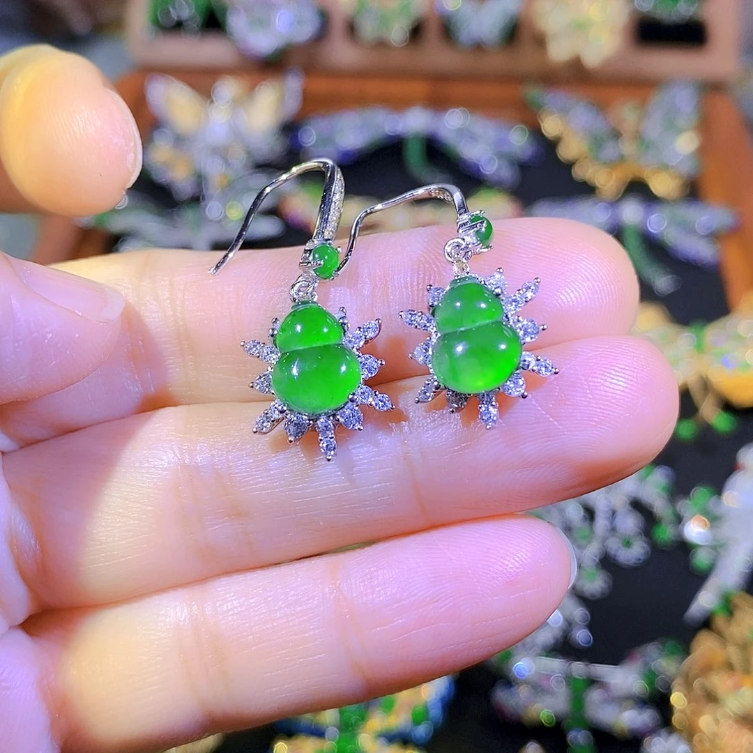 吊坠(不含链)银S925镶嵌翡翠