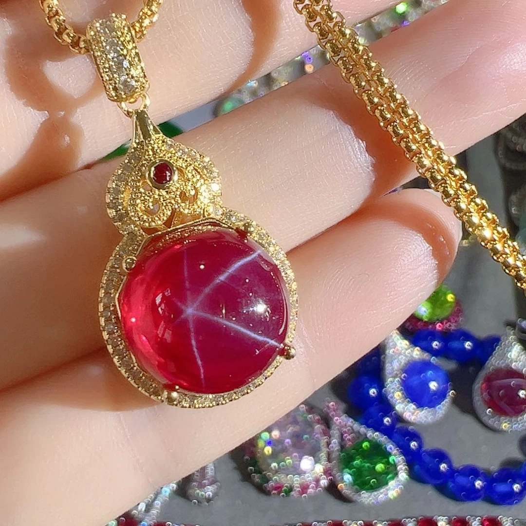 花岗石钨合金红色蓝色吊坠