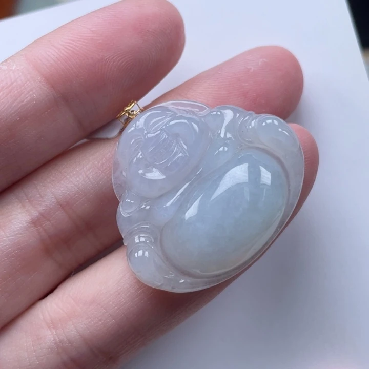 翡翠18K金镶嵌颈饰佛公