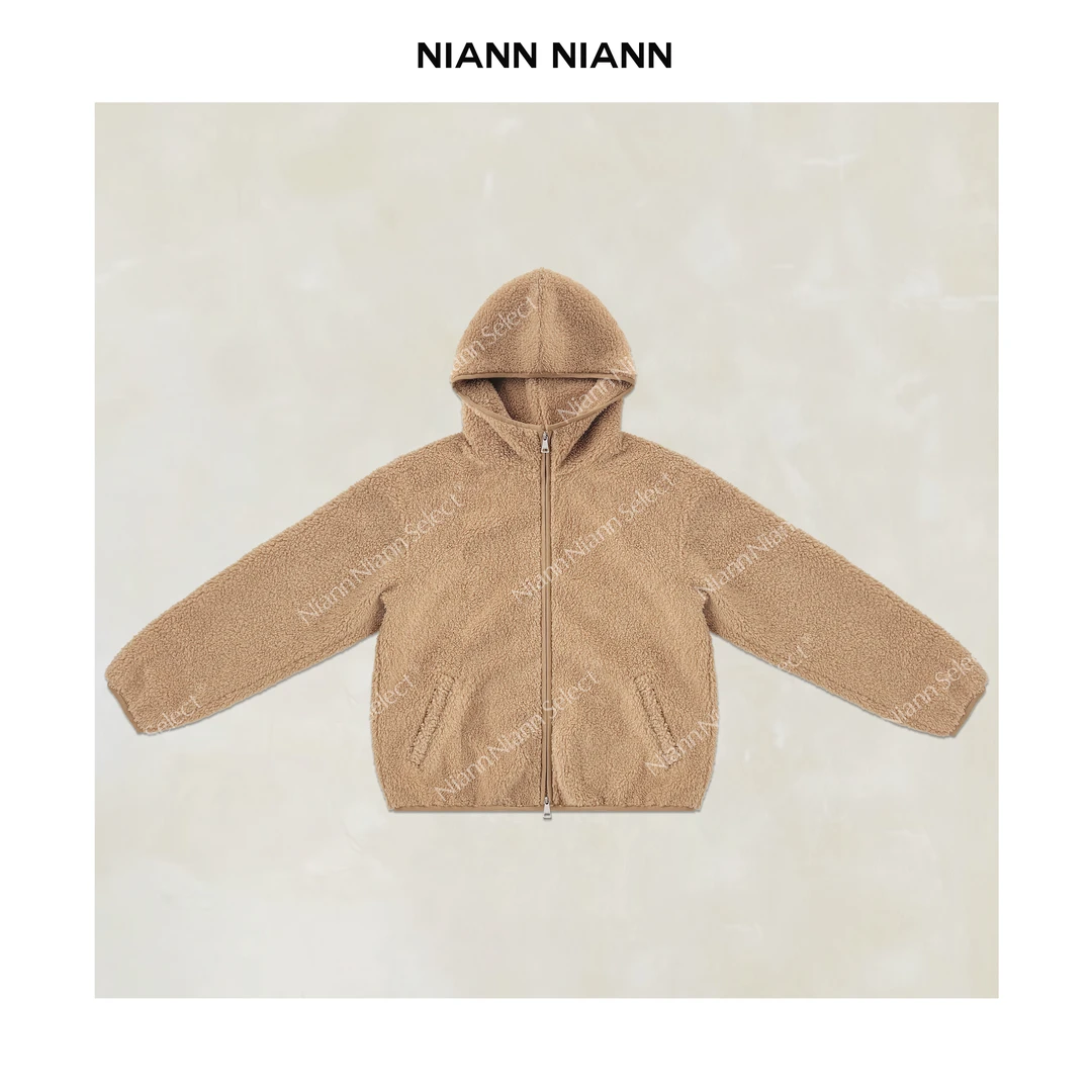 NiannNiann 新款女装温暖舒适休闲连帽拉链绒绒连帽外套15781