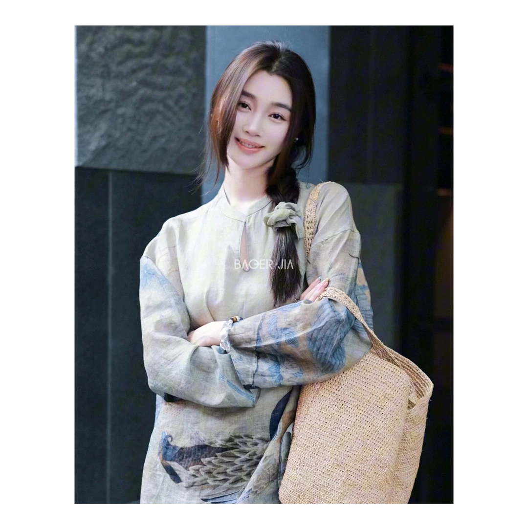 5-【老钱风】宝儿家含幂BK89225204春夏新款穿搭撞色苎麻鸳鸯外套