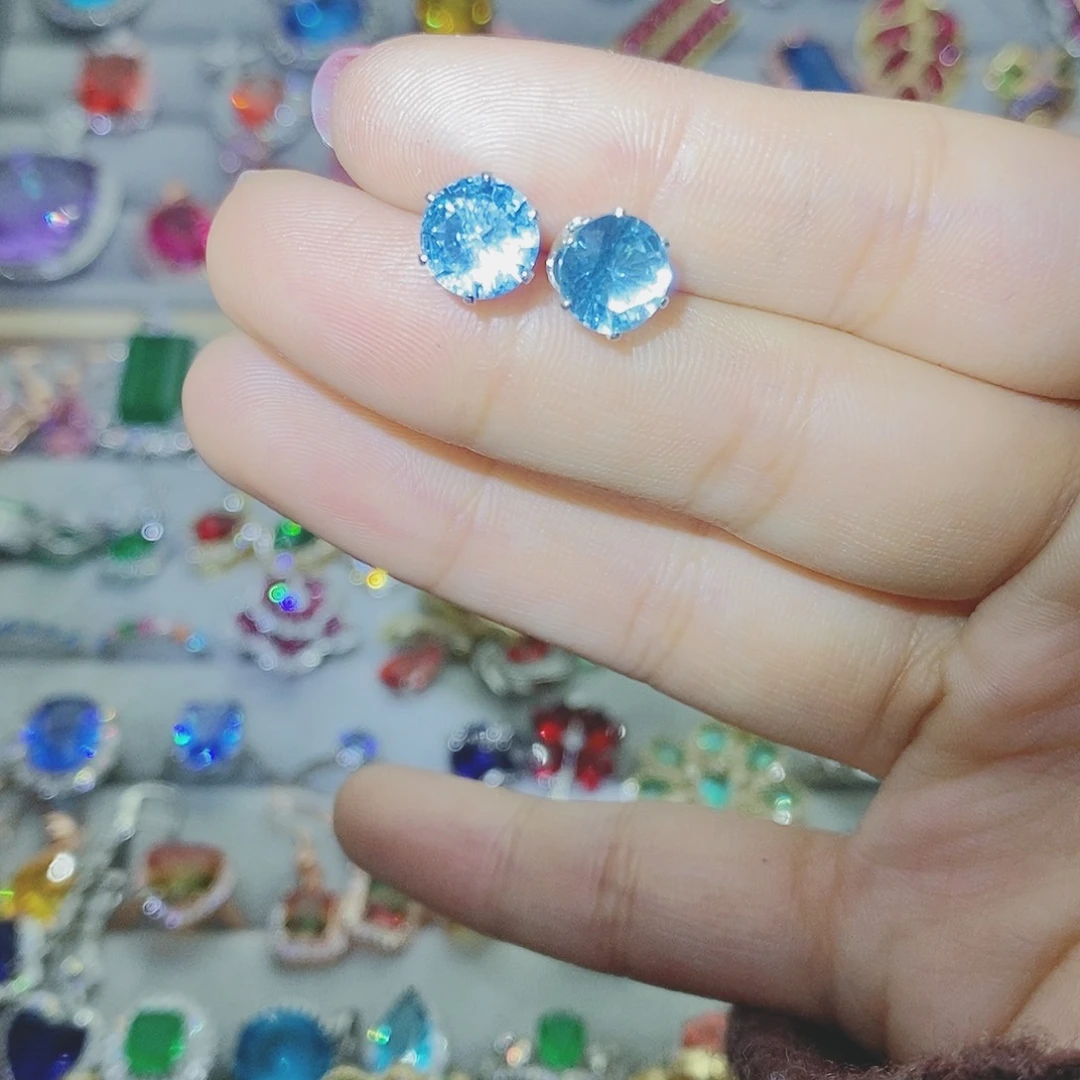 【闪购商品】托帕石耳饰银S925镶嵌