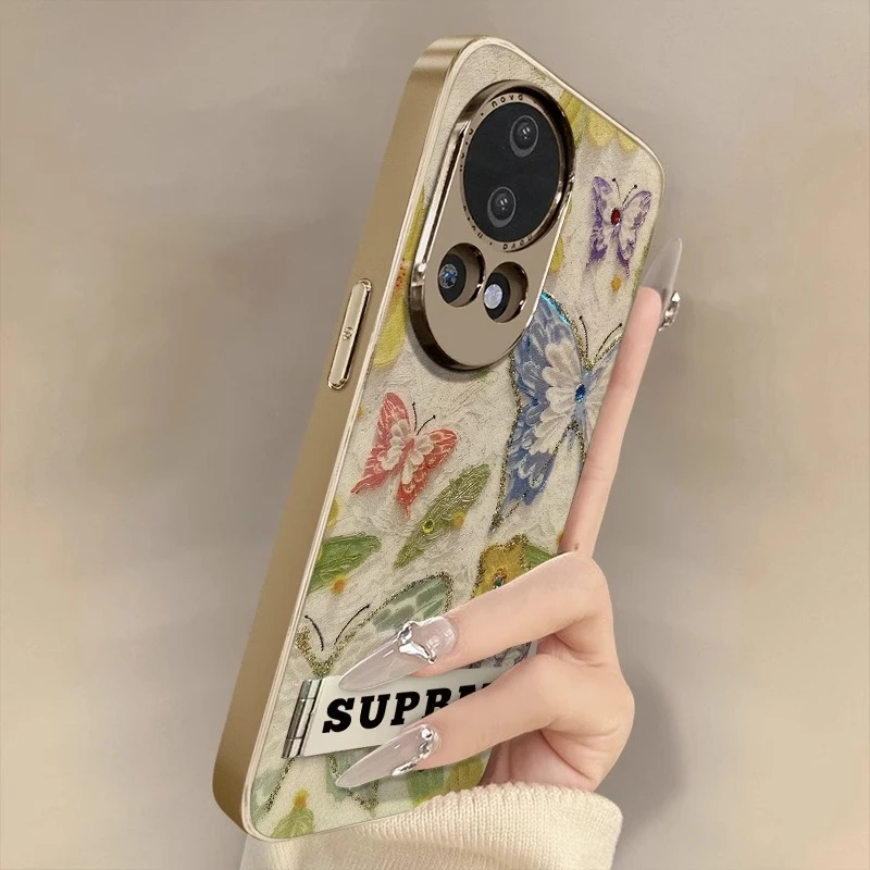 彩色油画蝴蝶适用华为nova14ultra手机壳13新款小羊皮防摔全包12
