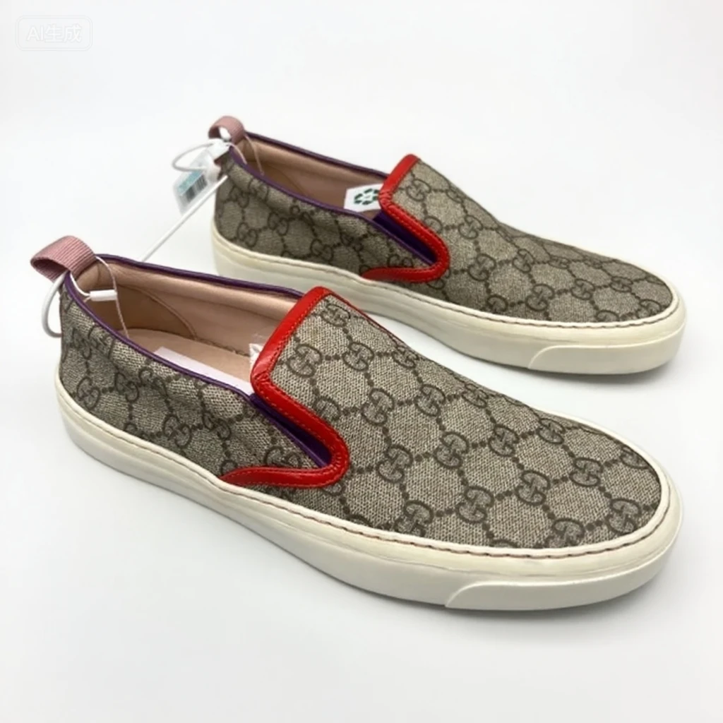 99新 GUCCI/古驰 棕色满印老花一脚蹬板鞋3.5欧GS1003