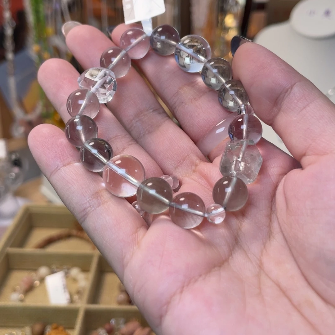 银S925镶嵌手链烟晶