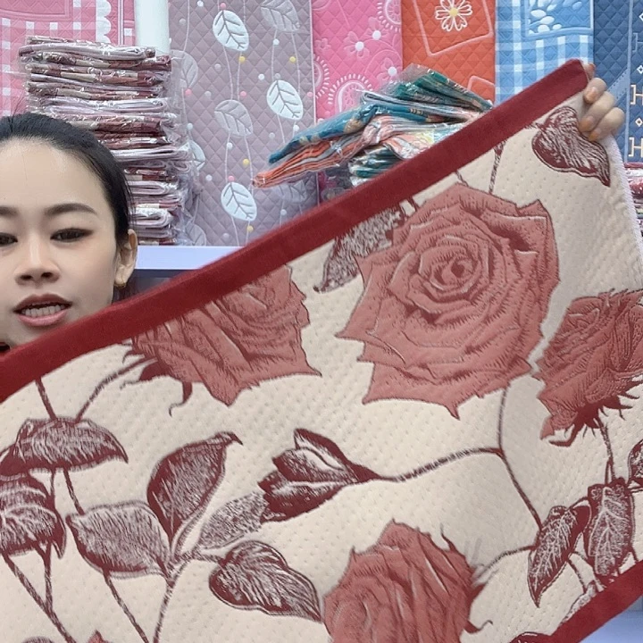 棉红色玫瑰花纯棉