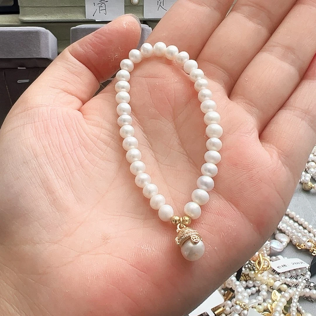 淡水珍珠手镯银S925镶嵌