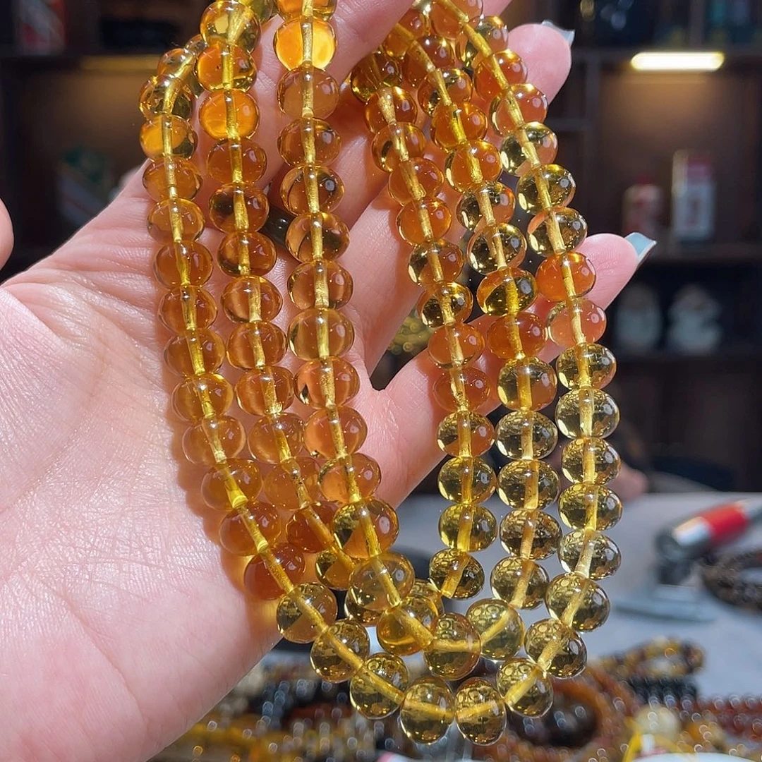 琥珀未镶嵌手链9m净水