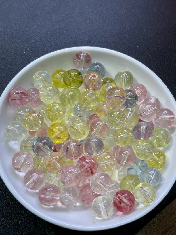 天然珠宝玉石 七彩幽灵散珠Y2254   6MM 50颗（赠弹力绳）
