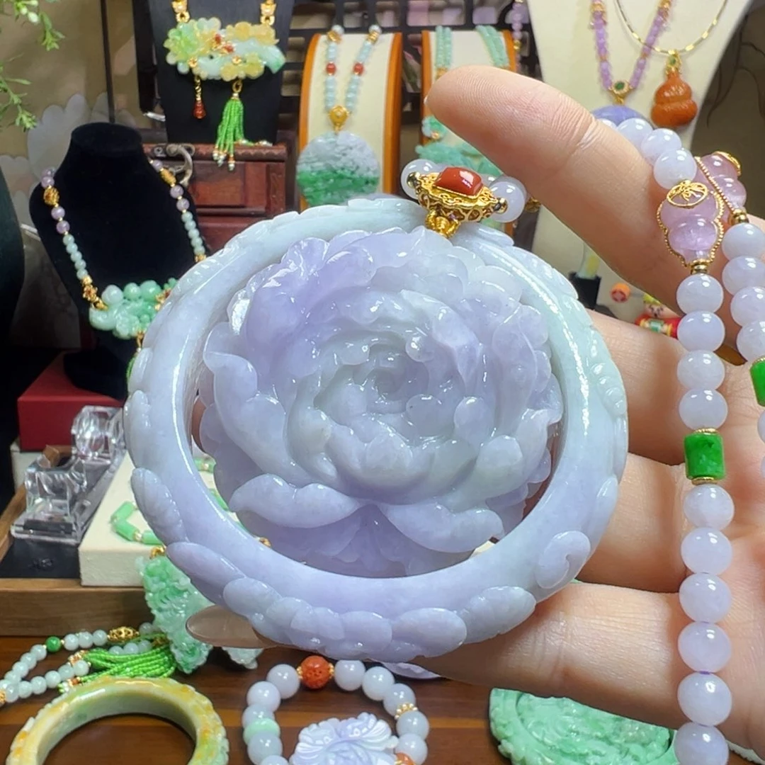 翡翠未镶嵌手镯紫翡套镯