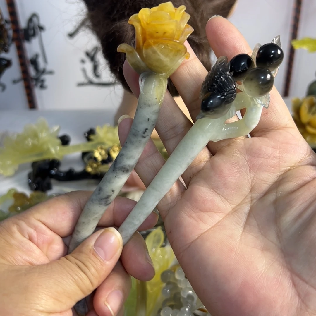 蛇纹石玉未镶嵌发饰