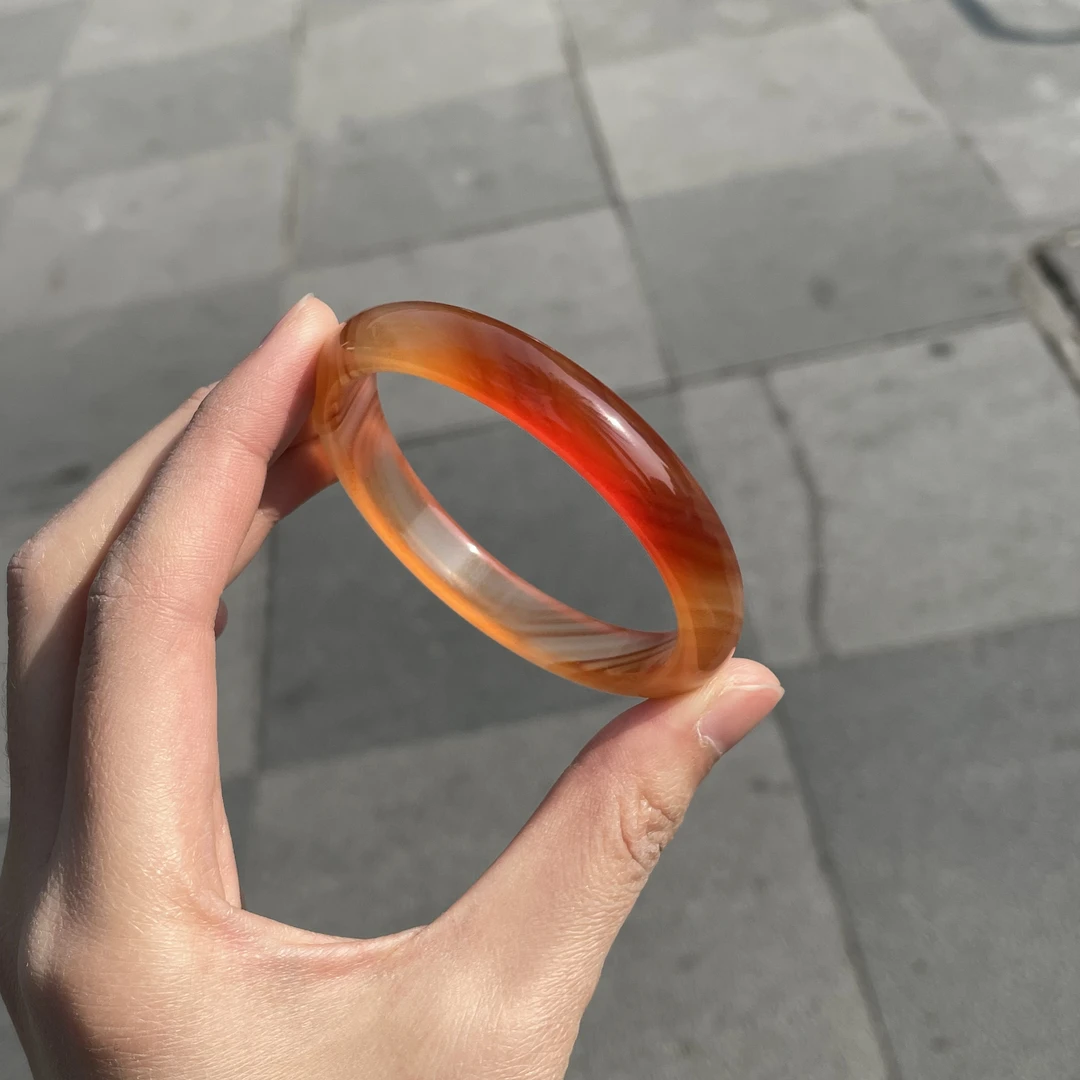 圈口56+正圈红色锦鲤一口糖渐变飘细沙飘纹-玛瑙