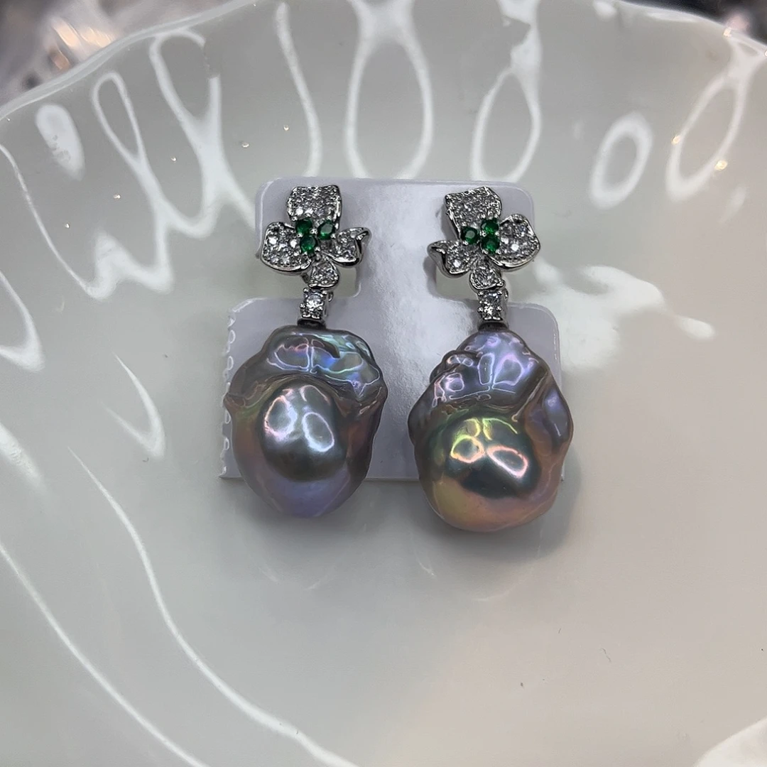 合金淡水珍珠耳饰