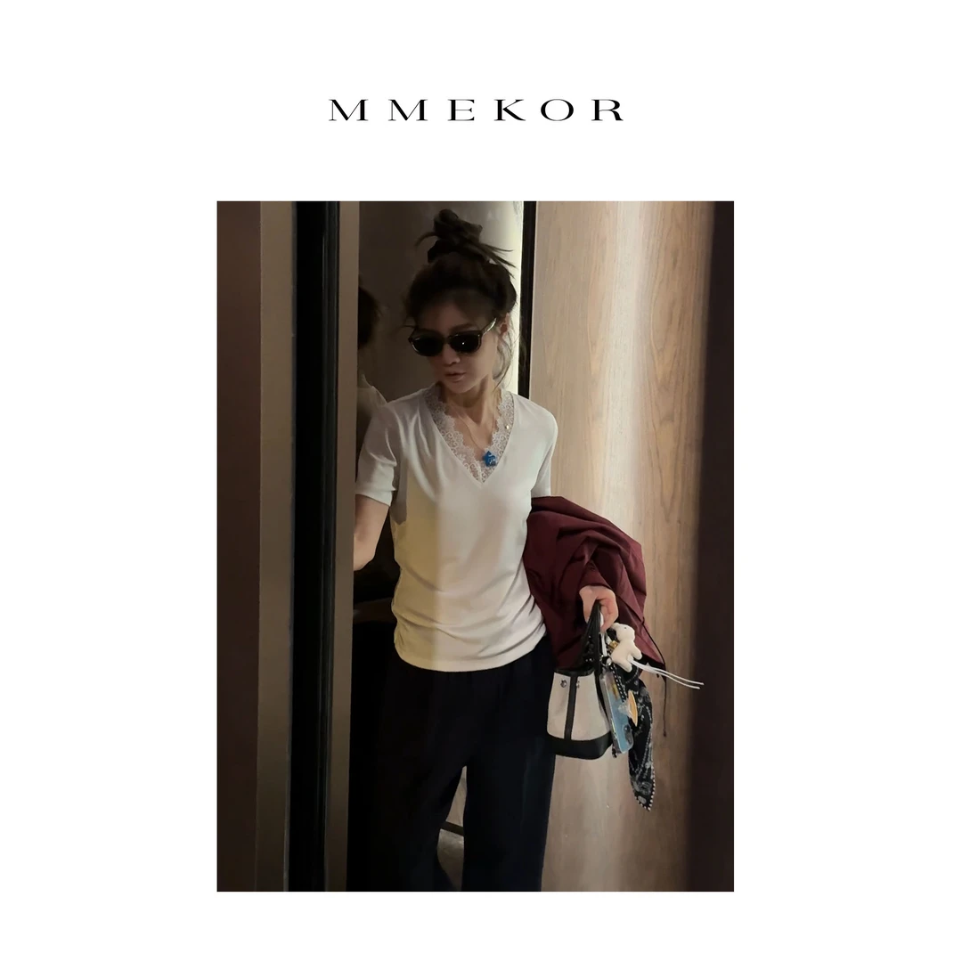 MMEKOR“白色恋人”T恤 2025新款活力常青藤百搭上衣 89573