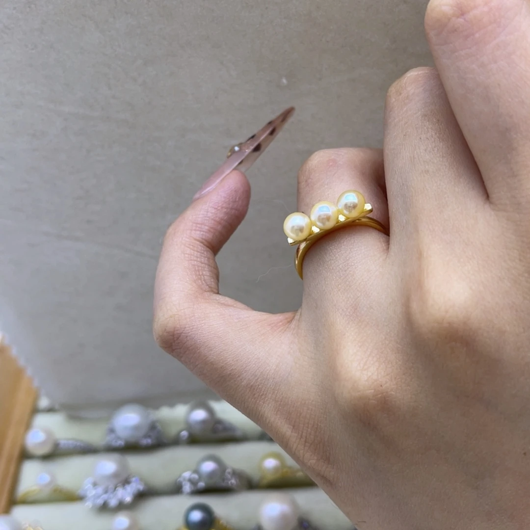 戒指海水珍珠银S925镶嵌