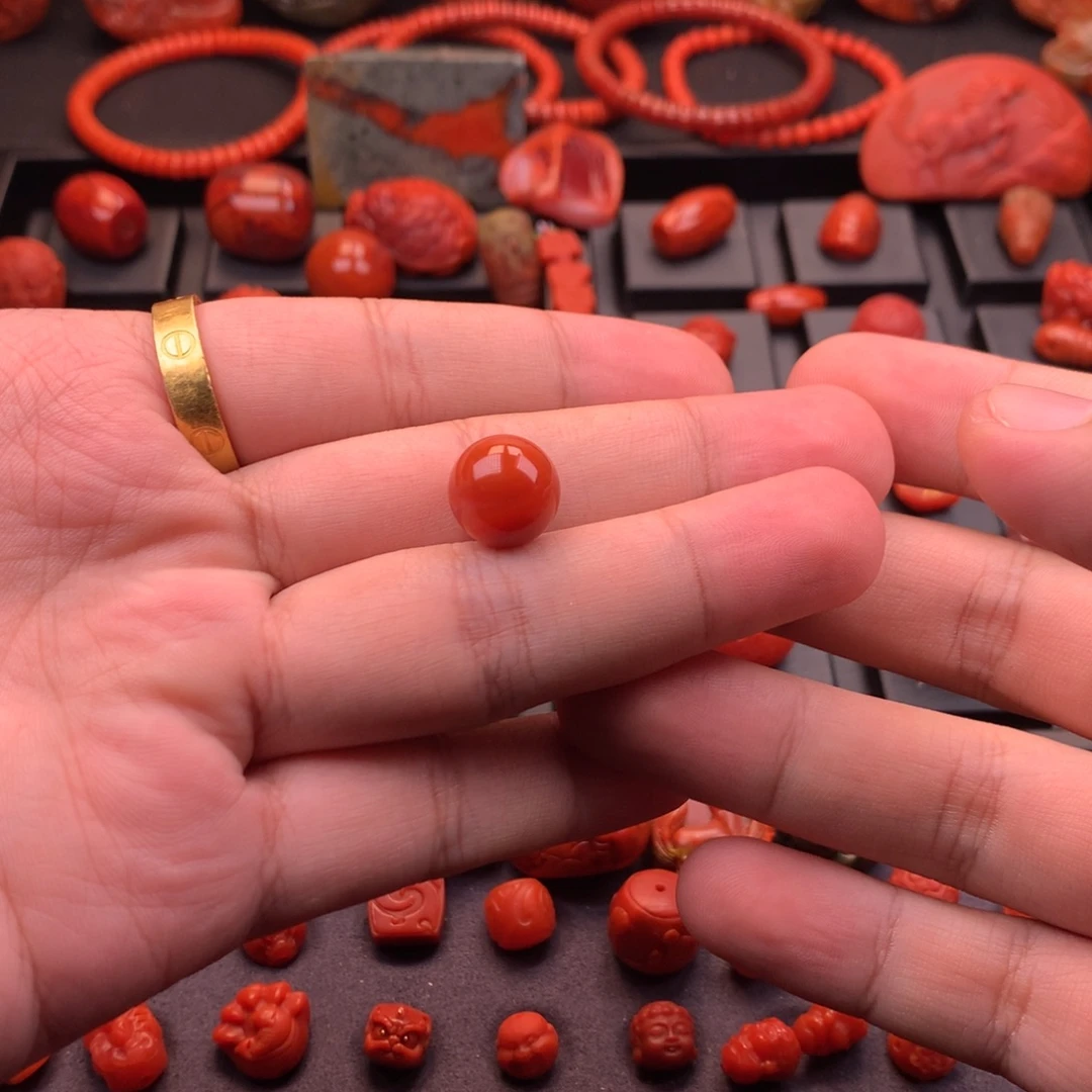 南红玛瑙未镶嵌川料原矿圆珠单珠12.4mm