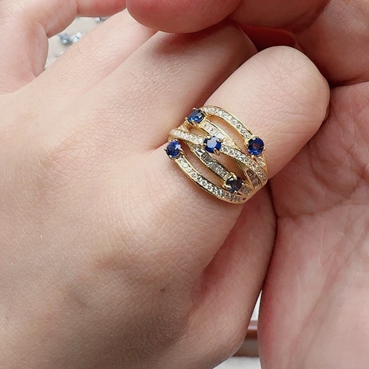 蓝宝石戒指银S925镶嵌戒指