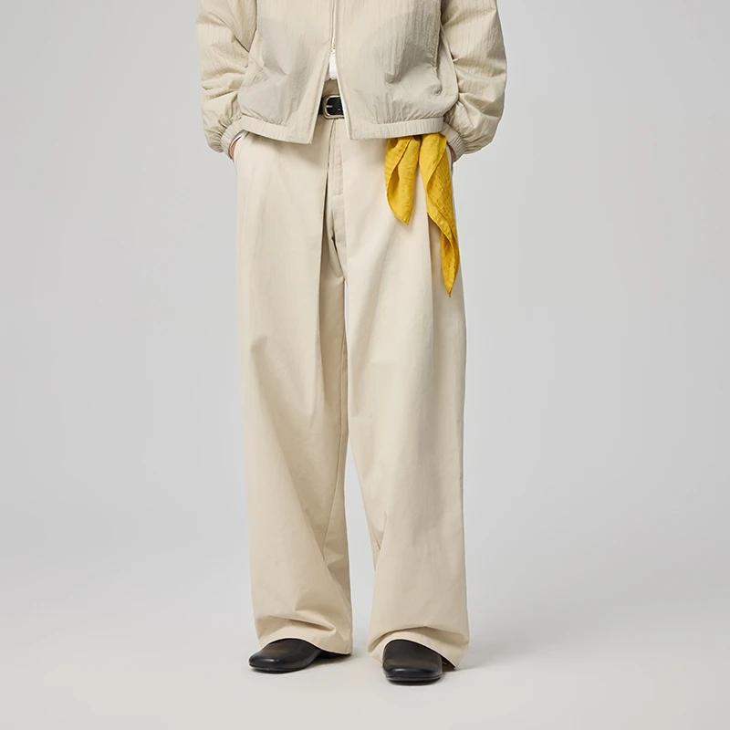 WHIMNOTION 25AW「对褶神裤2.0」高密斜纹长绒棉休闲长裤宽松直筒