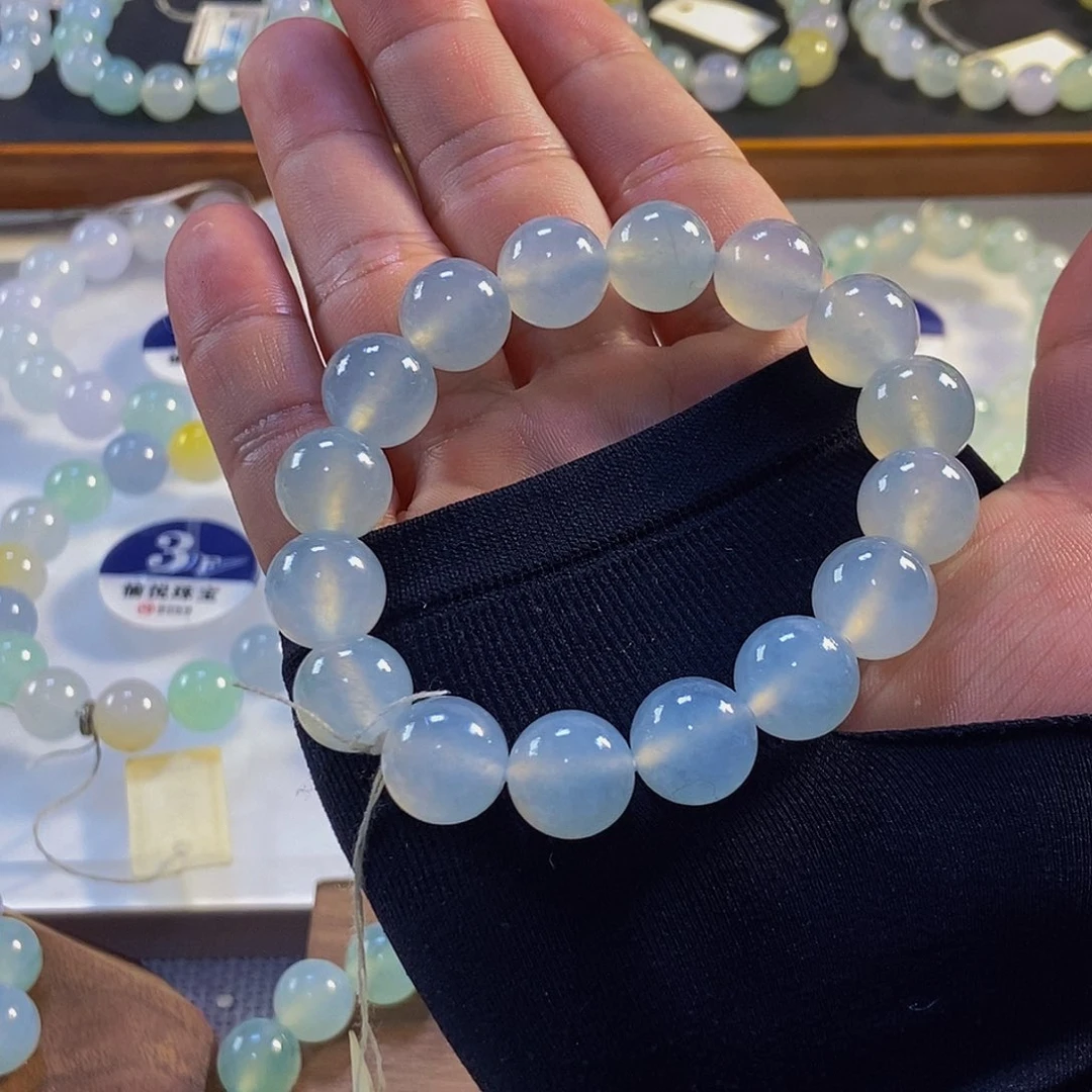 定制翡翠未镶嵌翡翠手串卡12+