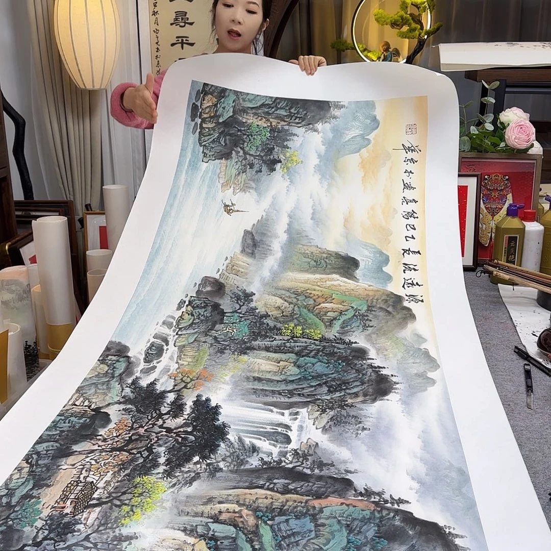 国画伊人阳亮山水国画