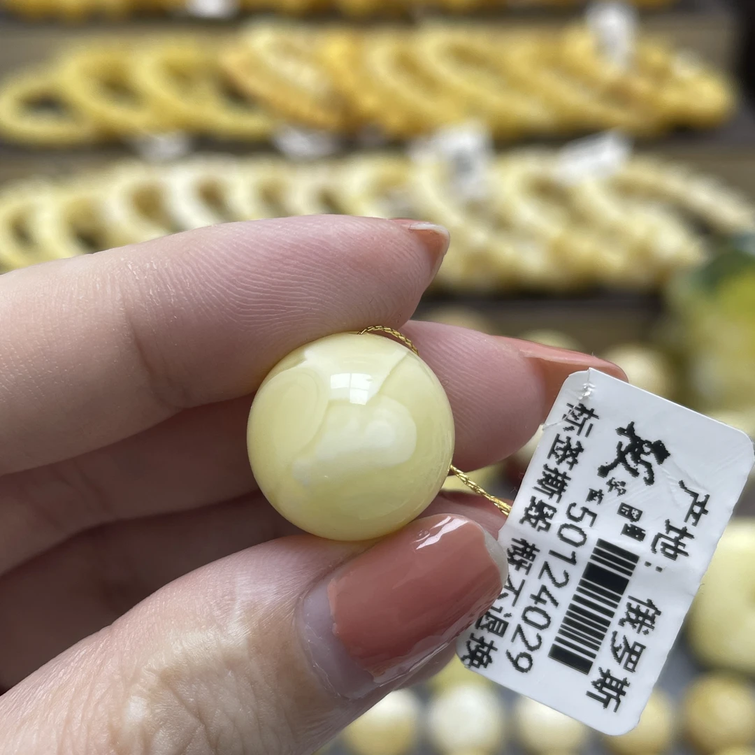 段掌柜臻选·15.7mm天然原矿蜜蜡浓蜡妖白花圆珠皮色
