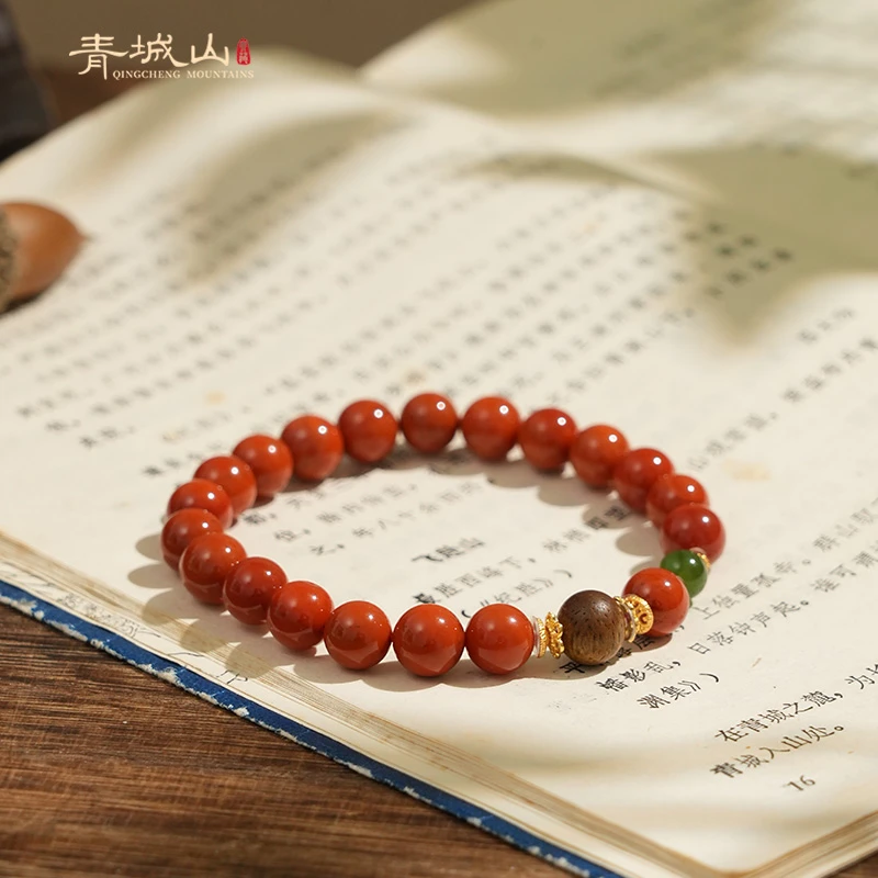 【达人专属】青城山正品川料南红手串8mm女士柿子红南红玛瑙手串