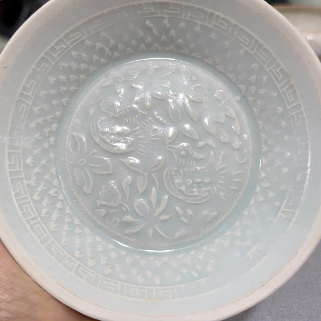 摆件湖田窑鸳鸯戏水小碟洗