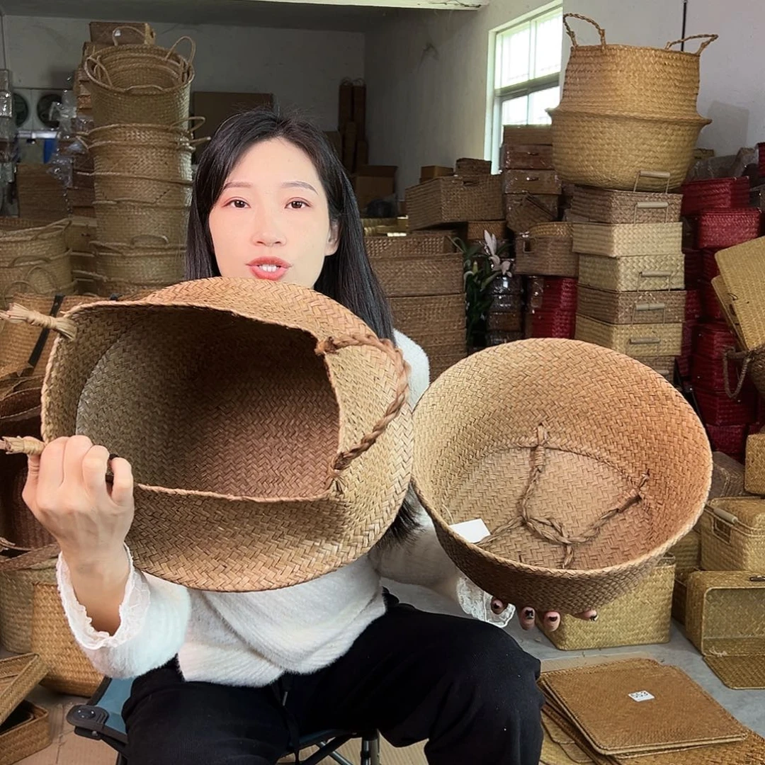 草编草编包/草编收纳盒带瑕疵