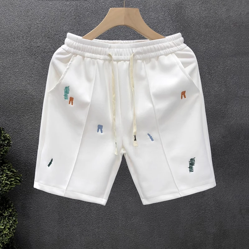 仓石一树潮流刺绣休闲短裤男夏季新款百搭宽松休闲运动直筒五分裤