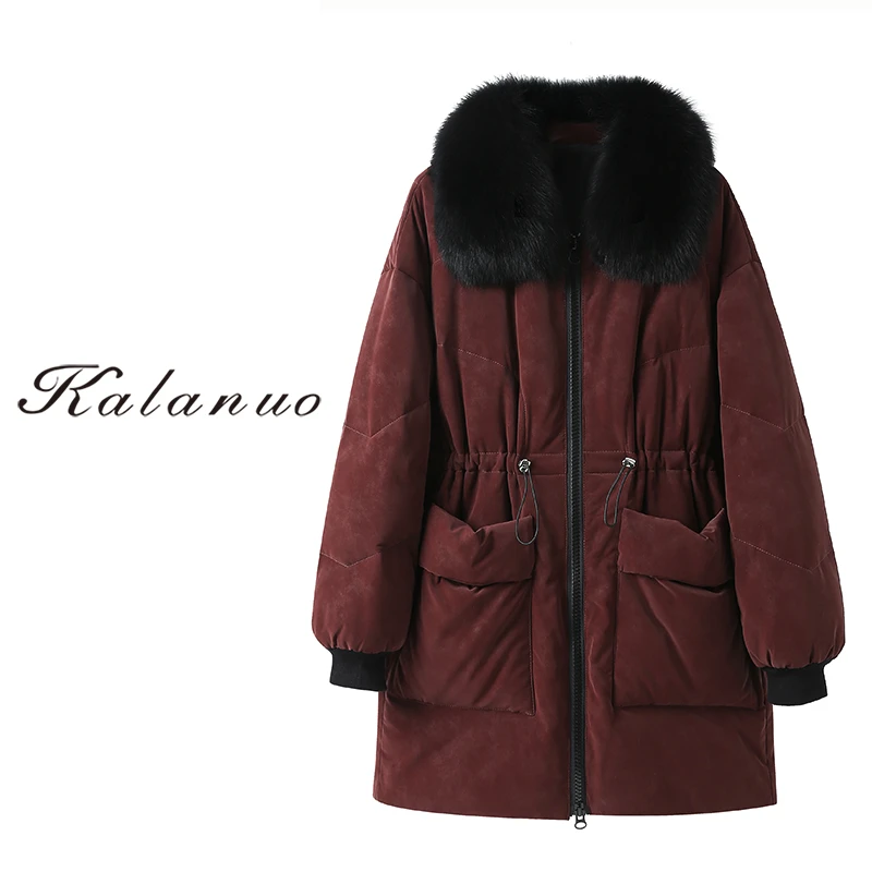 【卡拉诺】2024拉皮绒耐磨狐狸毛领免洗加厚大码外套1688