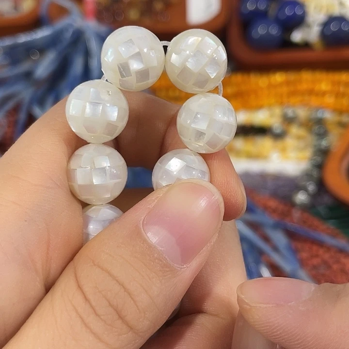 合金玛瑙/玉髓珠宝半成品2颗12mm白蝶贝华珍珠