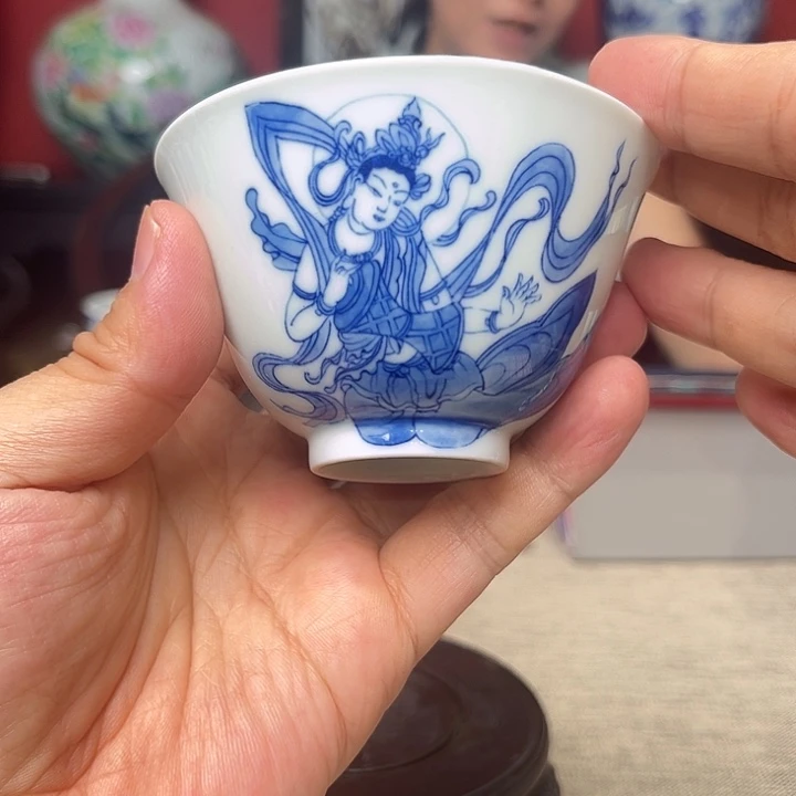 杯子青花人物纹杯子