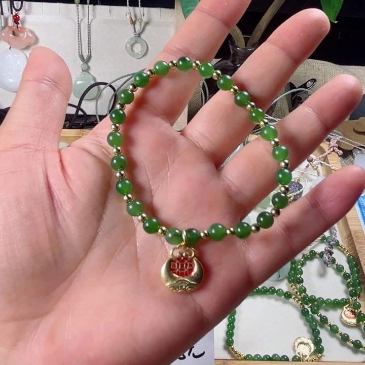合金手链和田玉碧玉手串卡5+