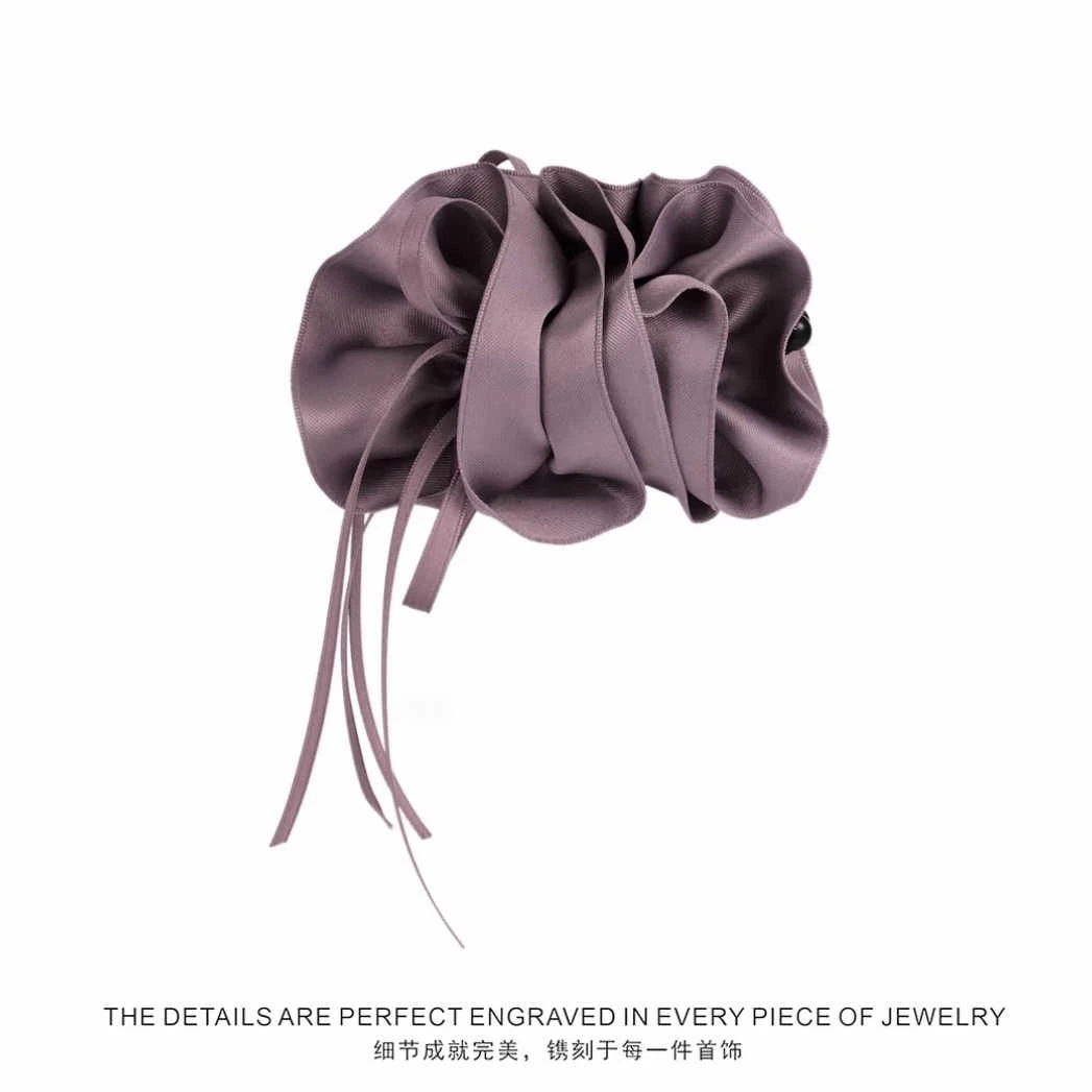 韩系飘带蝴蝶结花苞发夹女2025新款高马尾香蕉夹温柔百搭竖夹发卡