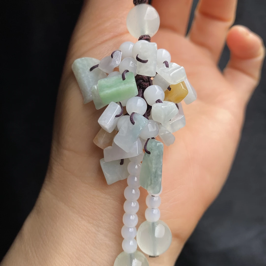 天然翡翠碎碎平安车挂包挂时尚精美