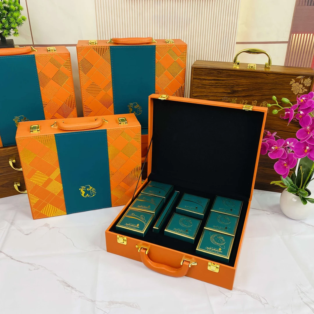 【豪华版】高档皮质中式中秋月饼礼盒 高端定制皮礼盒手工月饼