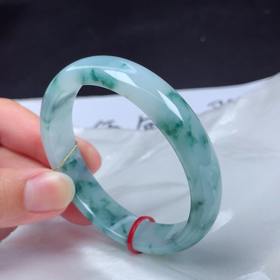 翡翠未镶嵌手镯54贵妃飘花m113463